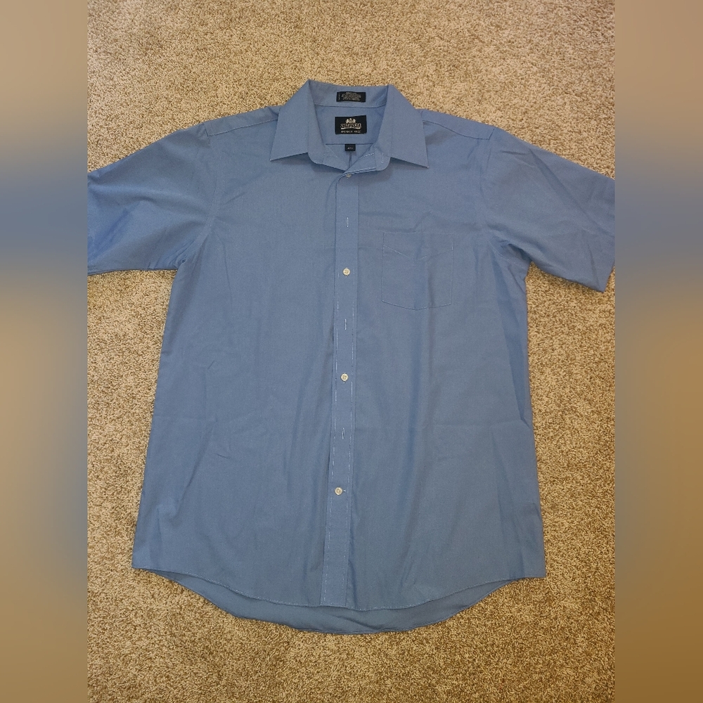 Stafford Wrinkle Free Mens Dress Shirt Blue 16½